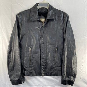 Vintage Berman's Leather Full Zip Bomber Jacket Size 38 Black Removable Liner